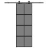 vidaXL Porta Scorrevole Set Ferramenta Nera 76x205 cm Vetro Temperato