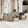 vidaXL Set Divani da Giardino 7 pz con Cuscini Beige in Polyrattan