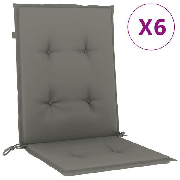 vidaXL Cuscini Sedia Schiena Bassa 6 pz Grigio Mélange 100x50x4 cm