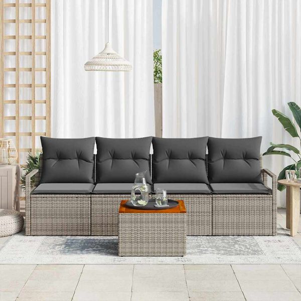 vidaXL Set Divano da Giardino 5 pcs Grigio polyrattan
