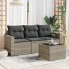 vidaXL Set Divano da Giardino 4pz con Cuscini Grigio Chiaro Polyrattan