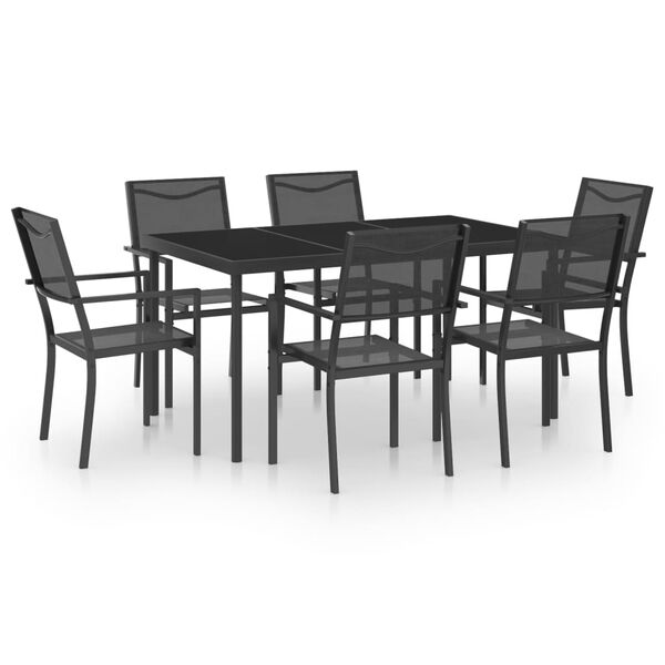 vidaXL Set da Pranzo da Giardino 7 pz in Acciaio