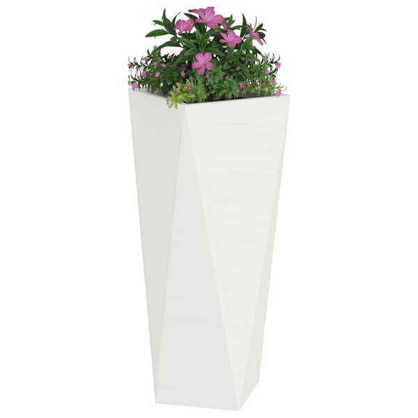vidaXL Fioriera 2 pcs Bianco 30 x 30 x 75 cm Acciaio
