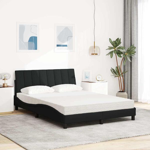 vidaXL Letto con Materasso Hanko Nero 140x190 cm in Tessuto
