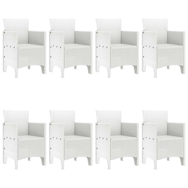 vidaXL Set da Pranzo per Giardino 9 pcs Bianco Rattan Polt