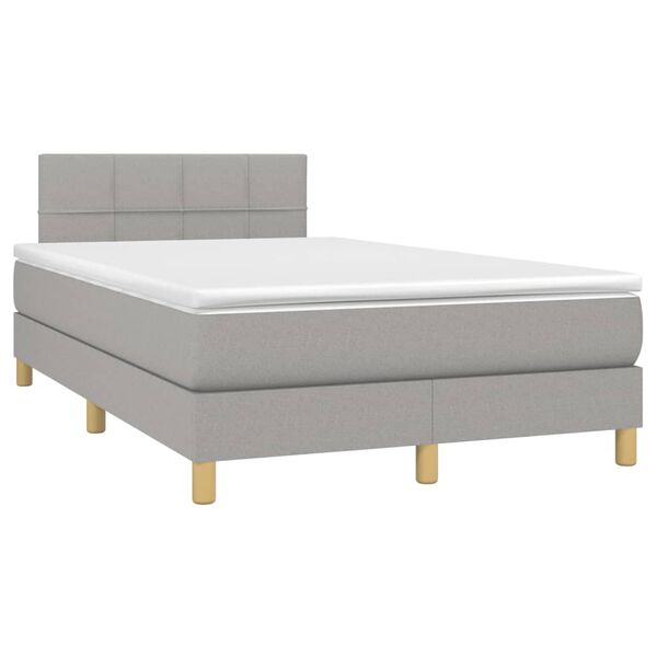 vidaXL Letto a Molle Materasso e LED Grigio Chiaro 120x190 cm Tessuto