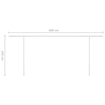 vidaXL Tenda da Sole Retrattile Manuale con LED 6x3,5 m Gialla Bianca