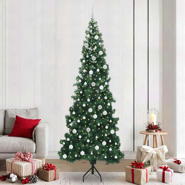 vidaXL Albero di Natale Artificiale Angolare con 300 LED Verde 240 cm