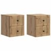 vidaXL Mobiletto da notte a muro con cassetto 2 pcs Rovere Artigianale