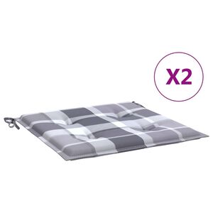 vidaXL Cuscini per Sedia 2 pz a Quadri Grigi 50x50x4 cm Tessuto Oxford