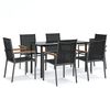 vidaXL Set da Pranzo da Giardino 7 pz Nero in Textilene e Acciaio