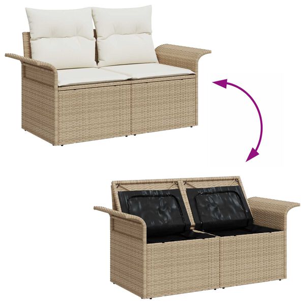 vidaXL Set Divano da Giardino con cuscino 6 pcs Beige Poly Rattan