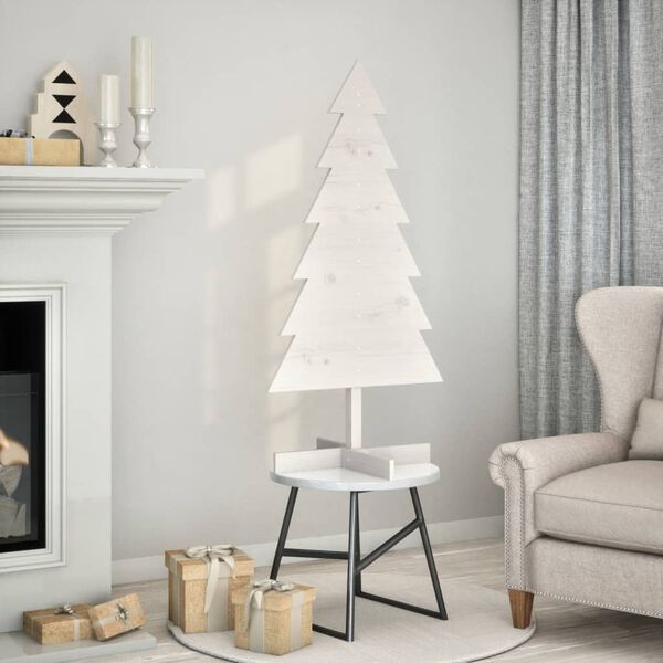 vidaXL Albero di Natale Decorativo Bianco 120cm Legno Massello di Pino