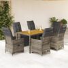 vidaXL Set Bistr&ograve; da Giardino 7 pz con Cuscini in Polyrattan Grigio