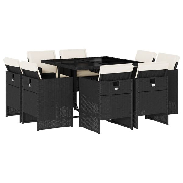 vidaXL Set da Pranzo da Giardino 9 pz con Cuscini Beige in Polyrattan