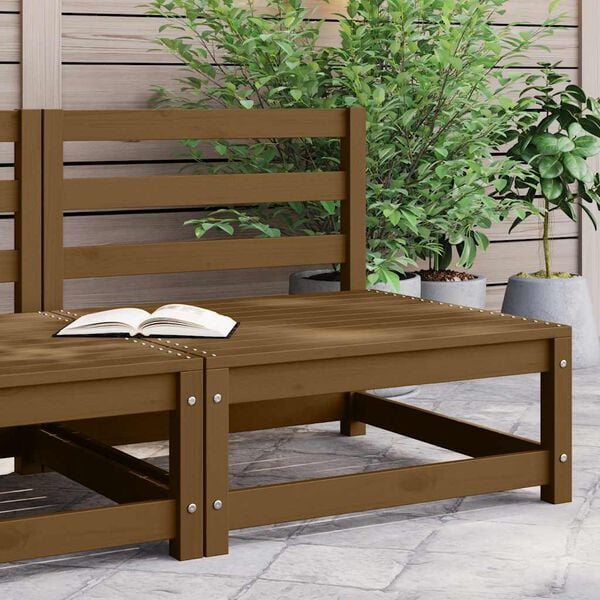 vidaXL Divano Centrale da Giardino ambra in Legno Massello di Pino