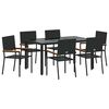 vidaXL Set da Pranzo per Giardino 7 pz Nero polyrattan