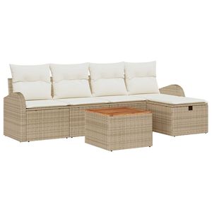 vidaXL Set Divano da Giardino con cuscino 6 pcs Beige polyrattan