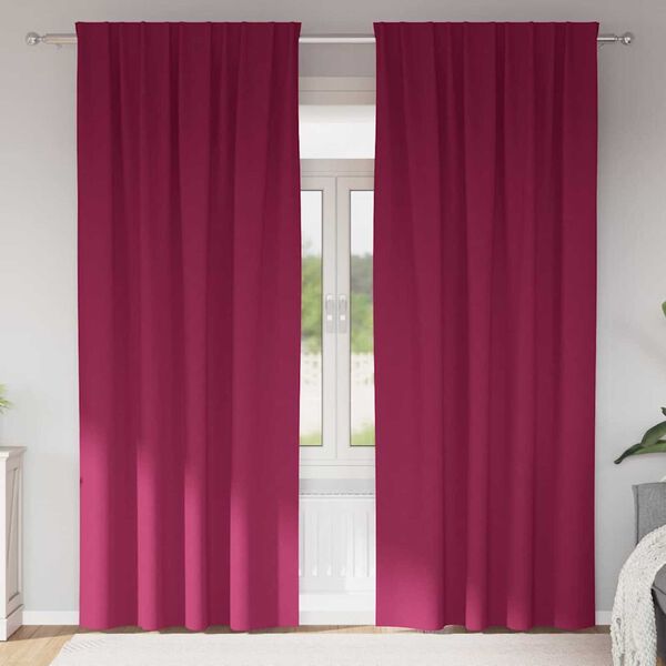 vidaXL Tende Blackout con Anelli 2 pcs Rosso Vino 245 x 140 cm