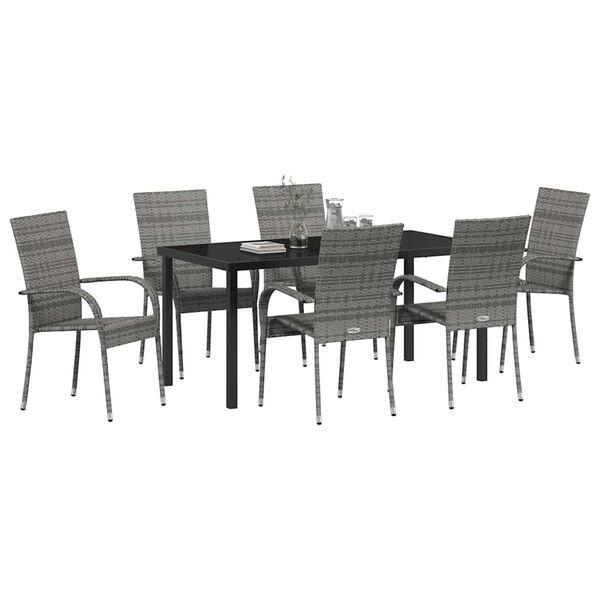 vidaXL Set da Pranzo per Giardino 7 pcs Grigio