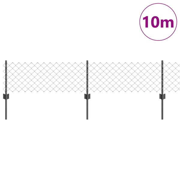 vidaXL Recinzione con Posto Grigio 0,4 x 10 m Acciaio e PVC