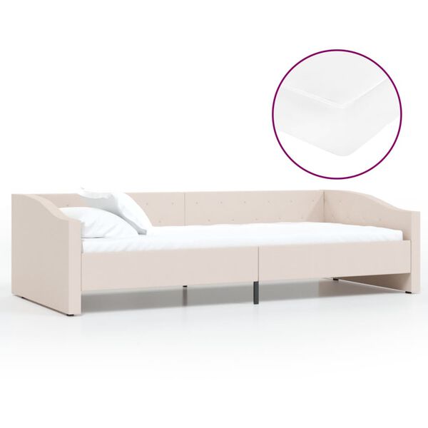 vidaXL Dormeuse con Materasso USB Crema in Tessuto 90x200 cm