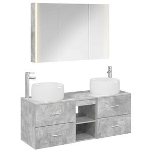 vidaXL Set di mobili per il bagno 4 pz Grigio Cemento