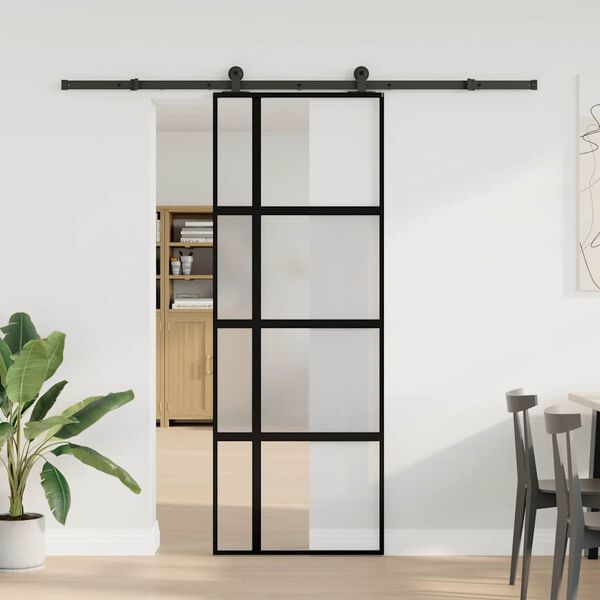 vidaXL Porta Scorrevole Ferramenta 76x205 cm Vetro Temperato Alluminio
