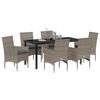 vidaXL Set da Pranzo per Giardino con cuscino 7 pcs Grigio polyrattan