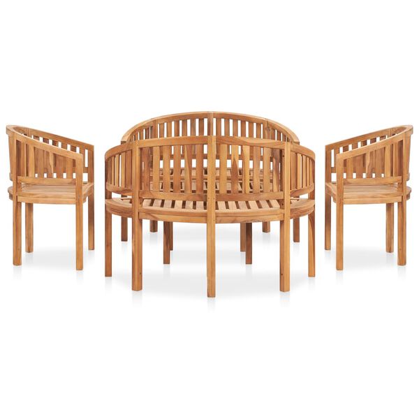 vidaXL Set Salotto da Giardino 5 pz Design Curvo in Massello di Teak