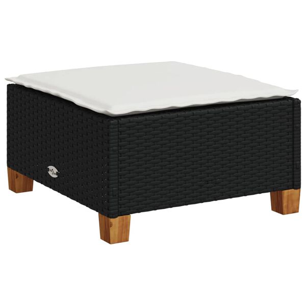 vidaXL Sgabello Giardino con Cuscino Nero 63,5x56x32 cm in Polyrattan