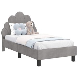 vidaXL Struttura letto per bambini con testata Grigio Chiaro Velluto