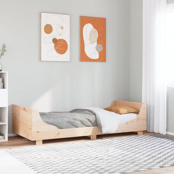 vidaXL Letto senza Materasso 75x190 cm in Legno Massello Pino