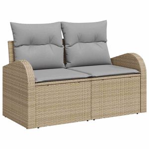 vidaXL Divano da giardino con cuscino Beige 124 x 62 x 69cm polyrattan