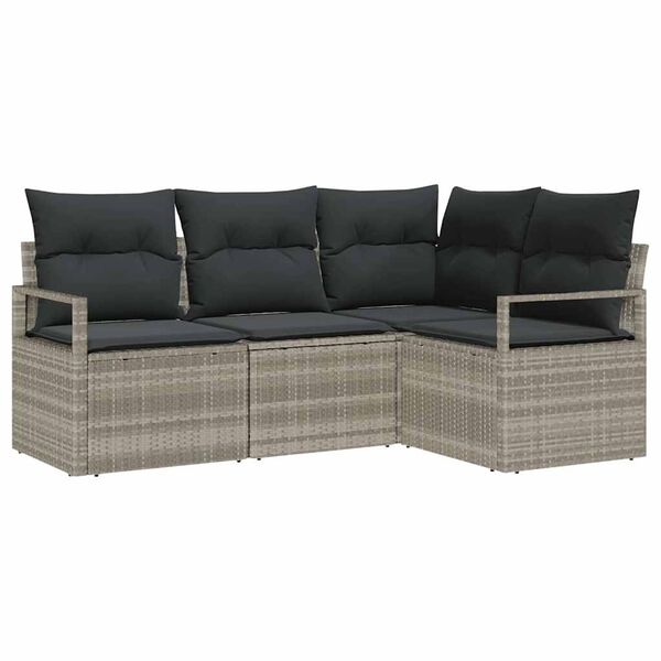 vidaXL Set di divani 4 pcs Grigio chiaro polyrattan
