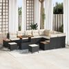 vidaXL Set Divano da Giardino con cuscino 12 pcs Nero Poly Rattan
