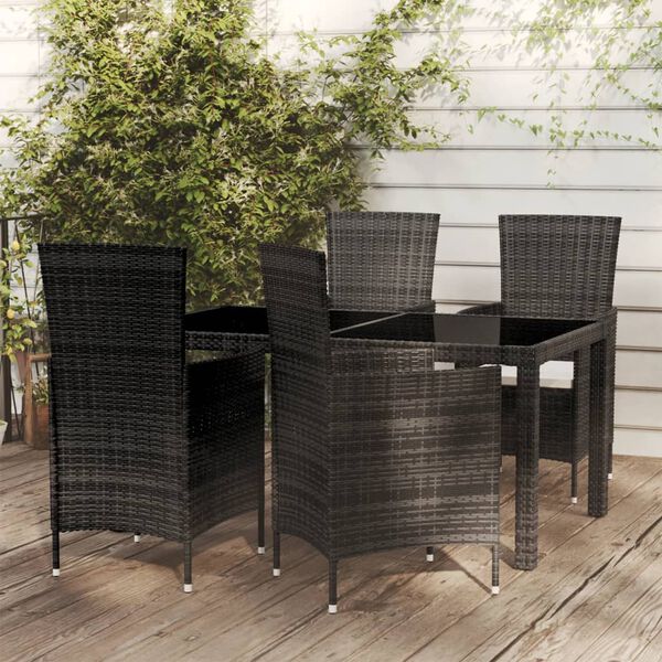 vidaXL Set da Pranzo da Giardino 5 pz con Cuscini in Polyrattan Nero