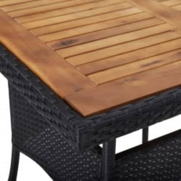 vidaXL Set Mobili da Pranzo per Giardino 3 pz Nero Polyrattan e Acacia
