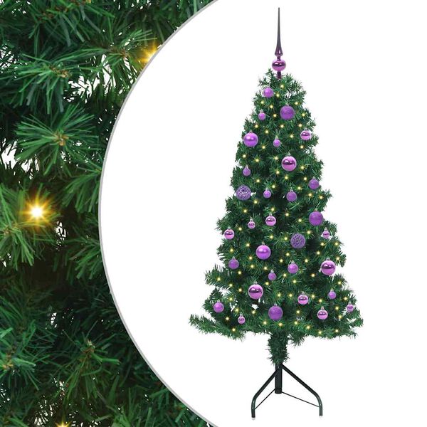 vidaXL Albero di Natale Artificiale Angolare con 150 LED Verde 150 cm