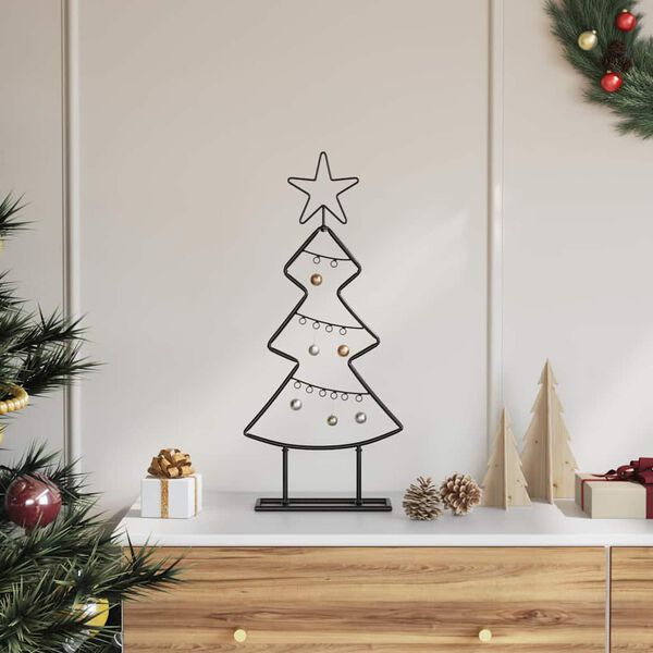 vidaXL Albero di Natale in metallo con supporto Nero 60 cm Acciaio