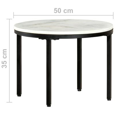 vidaXL Tavolino da Caffè Bianco e Nero Ø50 cm in Vero Marmo Solido