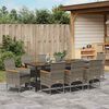 vidaXL Set da Pranzo per Giardino con cuscino 9 pcs Grigio polyrattan