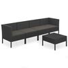 vidaXL Set Divani da Giardino 5 pz con Cuscini in Polyrattan Nero