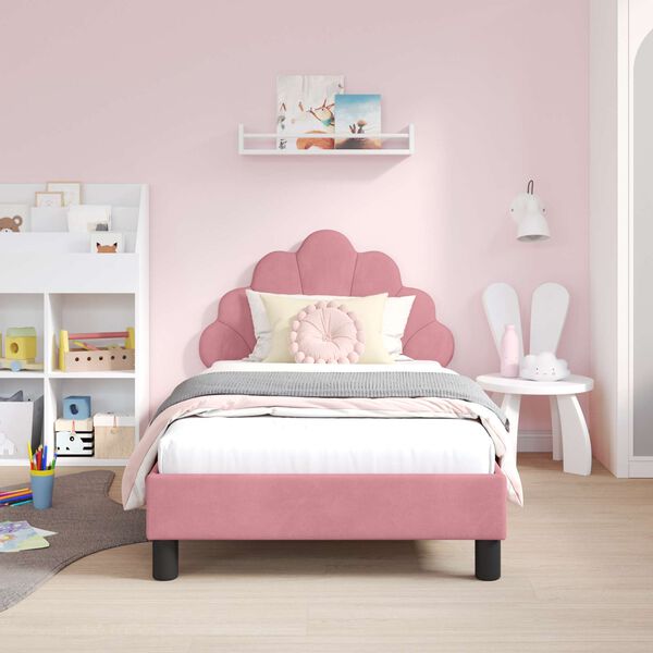 vidaXL Struttura letto bambini con testata Rosa 80 x 160 cm Velluto