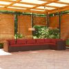 vidaXL Set Divani da Giardino 6 pz con Cuscini in Polyrattan Marrone