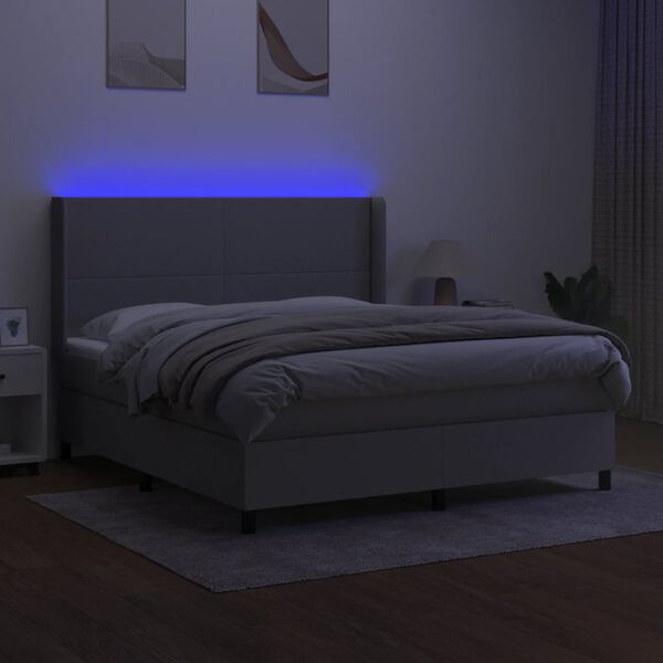 vidaXL Letto a Molle Materasso e LED Grigio Chiaro 160x200 cm Tessuto