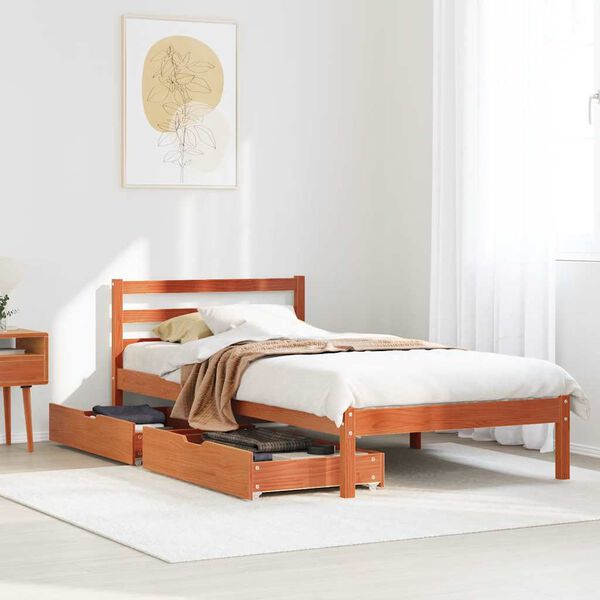 vidaXL Letto senza Materasso Marrone Cera 90x200 cm Legno di Pino