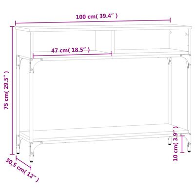 vidaXL Tavolino Consolle Nero 100x30,5x75 cm in Legno Multistrato