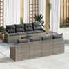 vidaXL Set Divano da Giardino con cuscino 9 pcs Grigio polyrattan