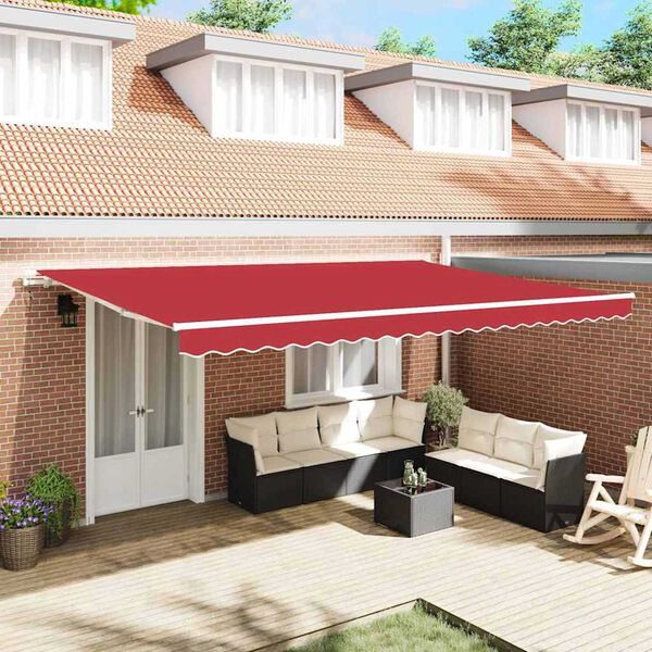 vidaXL Tenda Retrattile Rosso 500 &times; 300 cm Tessuto e Metallo